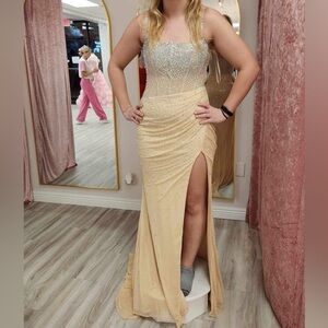 ASHLEYlauren nude prom dress with sequins. Worn once, unaltered .